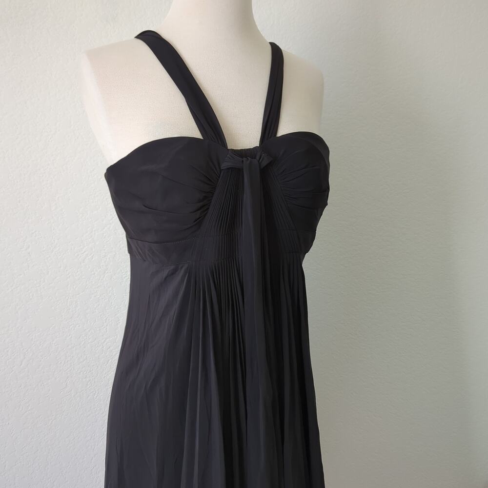 BCBG Maxazria Womens Black Pleated Mini Dress V-Neck Jersey Stretch Medium VTG - Picture 3 of 11